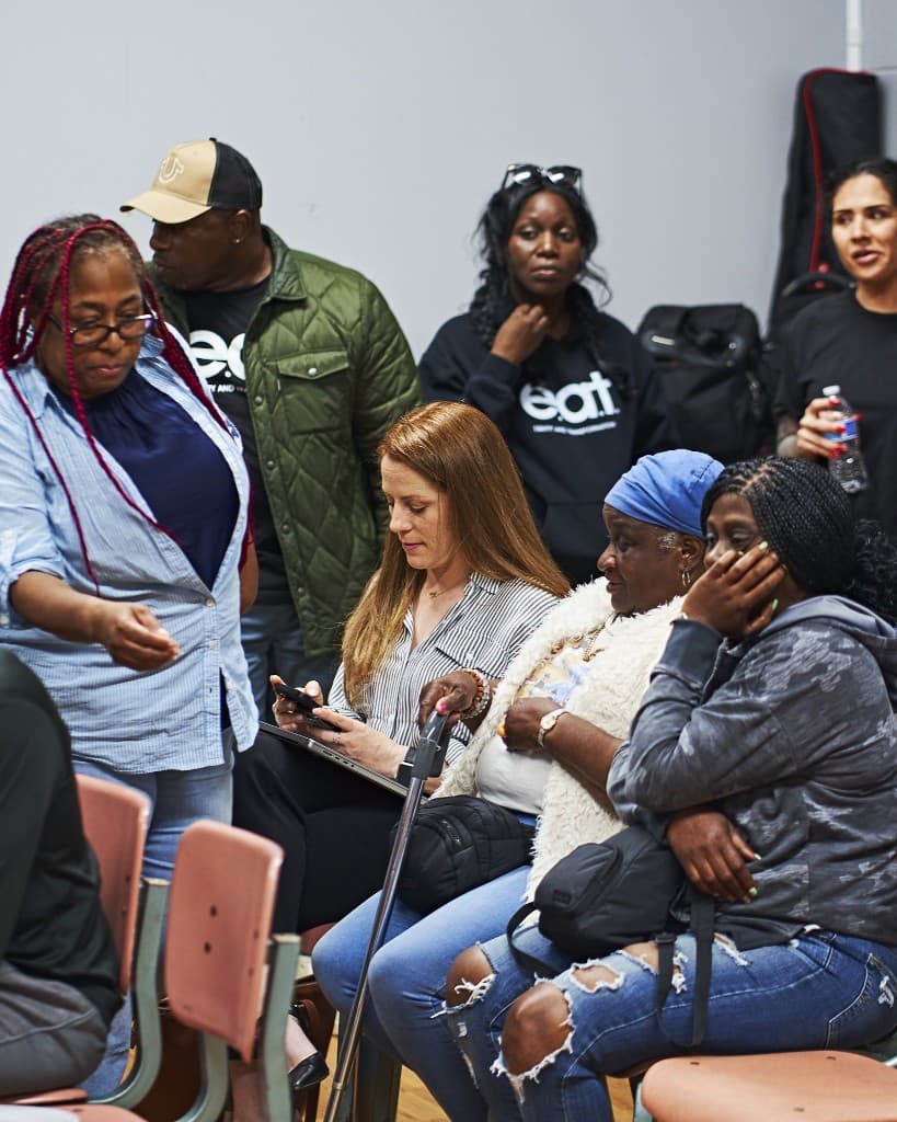 Workshop participants during a training session